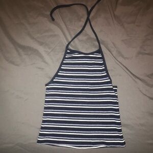 Brandy Melville stripped blue halter top